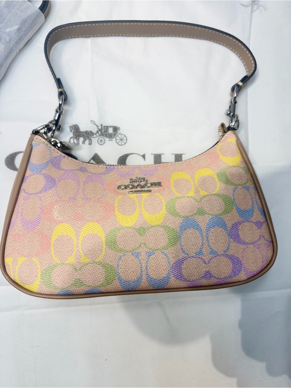 COACH Pastel Signature Mini Shoulder Bag - Pink, Yellow, Green, Blue - Picture 6 of 6